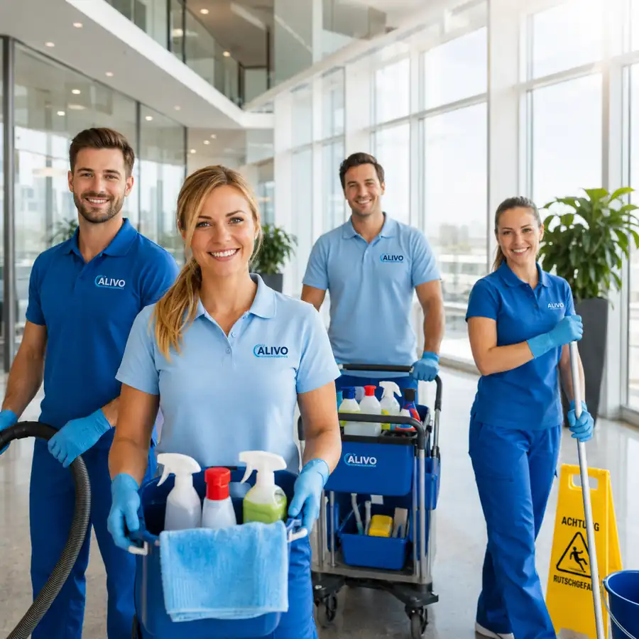 ALIVO Team bei der Büroreinigung
